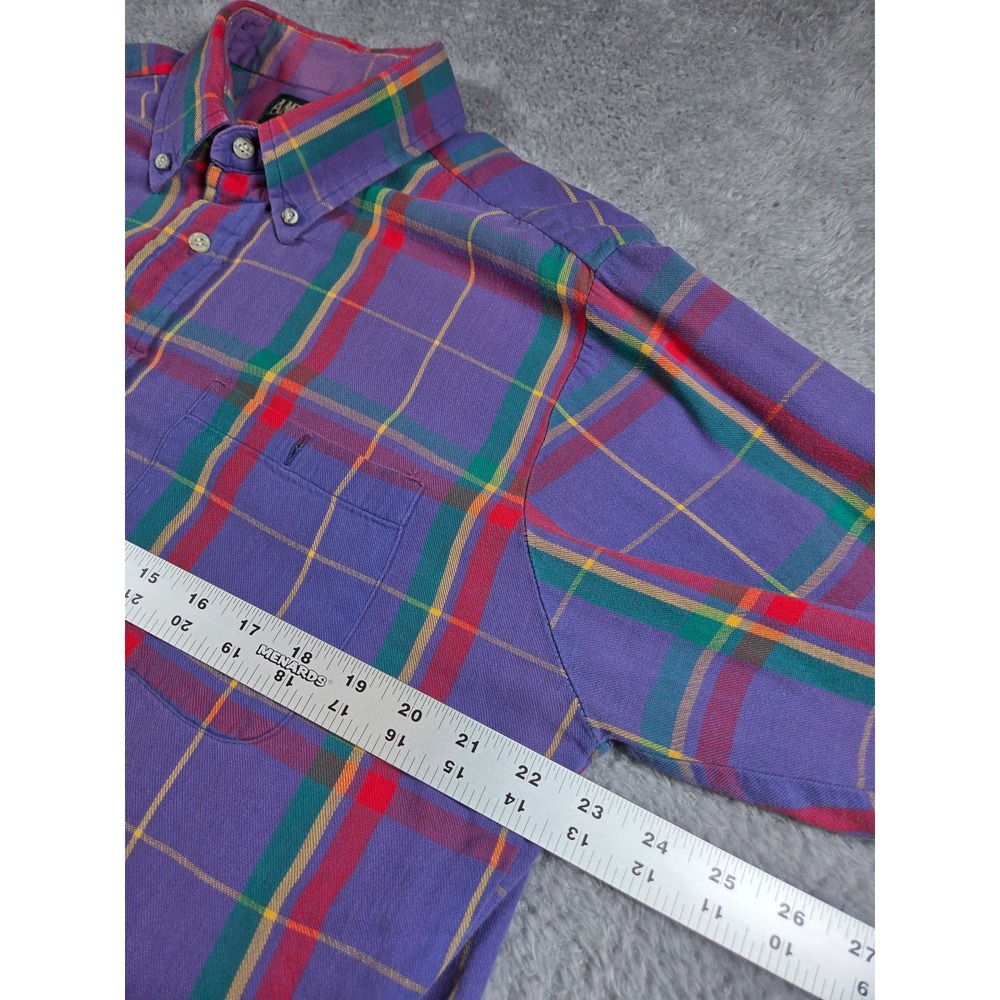 American Eagle Button Down Shirt Large Purple Mens Vintage Plaid Distressed 90s - Picture 8 of 11